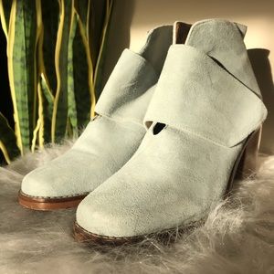 Baby blue suede boots